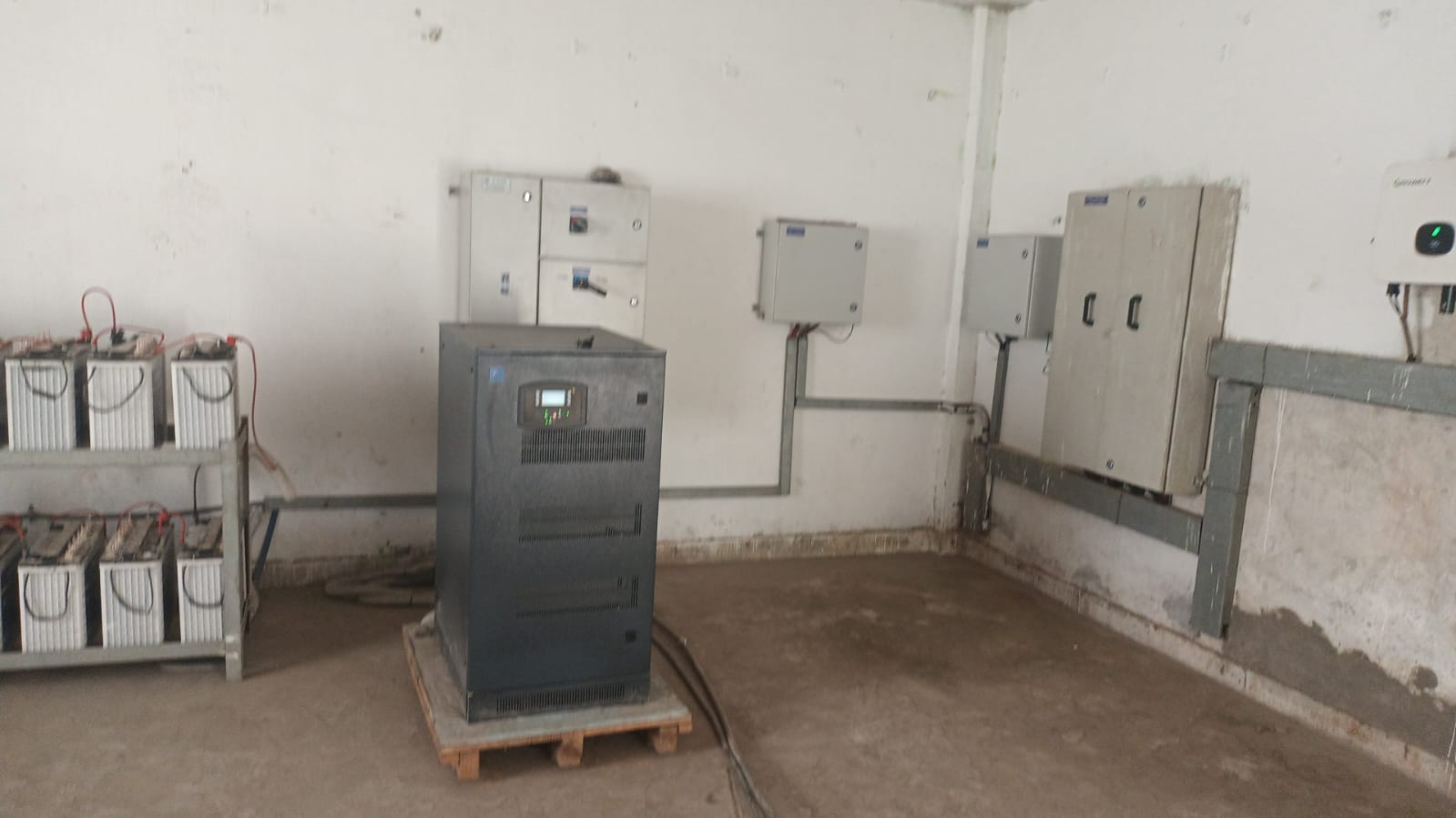 Plant room housing the solar and battery storage equipment at the Shree Ganesh Frozen Foods processing facility